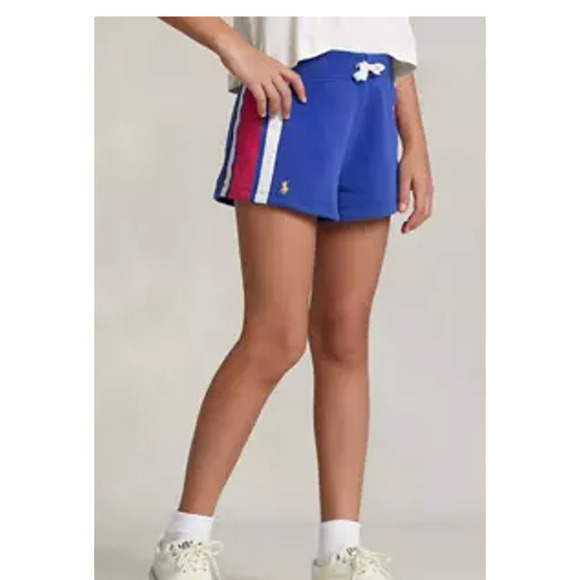 Polo Ralph Lauren Girls Stiped Fleece Shorts Size Medium (8-10) Blu/Pink NWT - Picture 6 of 6